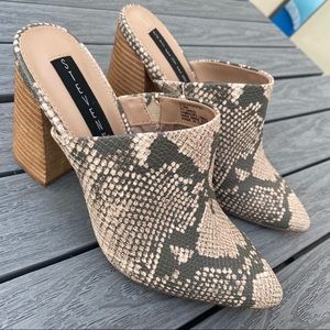 Steven by Steve Madden Block Heel Mules Snakeskin